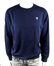 FILA Men's Fleece Lining Crewneck Sweatshirt - Navy Blue Size XL, XXXL