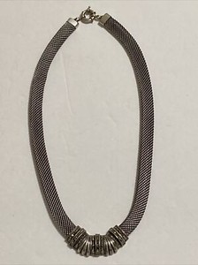 Vintage Sterling Silver 925 Mesh Chain And Pendant(See Pics) *52grams-J/J Mark