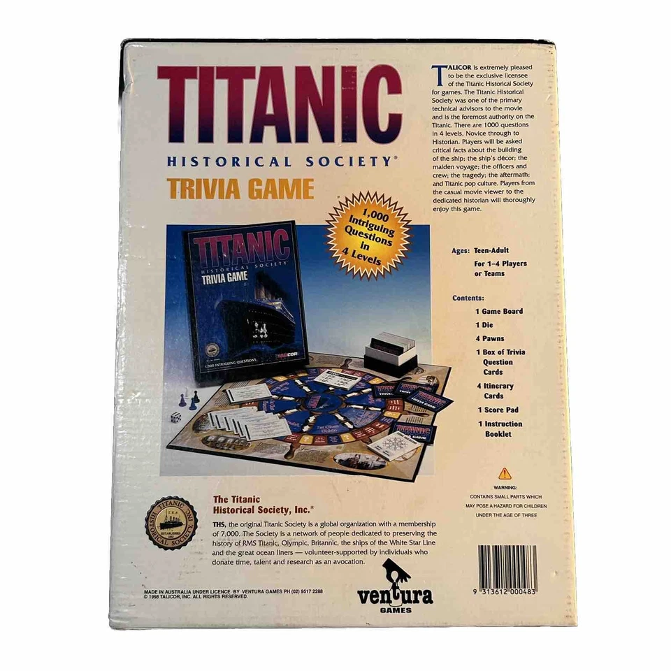TITANIC Historical Society Trivia Board Game Talicor 1998 Vintage Ocean Liners - Image 4 of 4