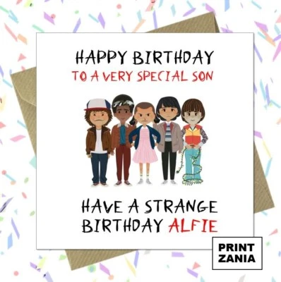 Personalised Stranger Things Birthday Card Funny TV Netflix Son Daughter Dad AGN