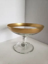 Vintage Glastonbury Lotus Goldband Compote Tiara Serving Glass Dish