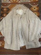 Branigan Weavers Irish Winter Heavy Wool Cape Coat Cable Knit Scarf Poncho