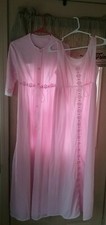 Vintage Pink Lorraine 2pc Nightgown  Robe Set size Small