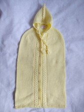 Vintage New Hooded Yellow Handknit Baby Bunting