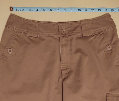Pants Petite 10 Capri Cargo Brown Women 100% Cotton Wide