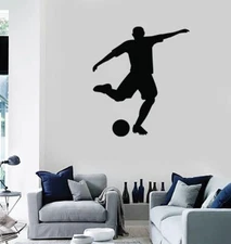 Vinyl Decal Wall Sticker Sport Silhouette Soccer Player and Ball (n1089)