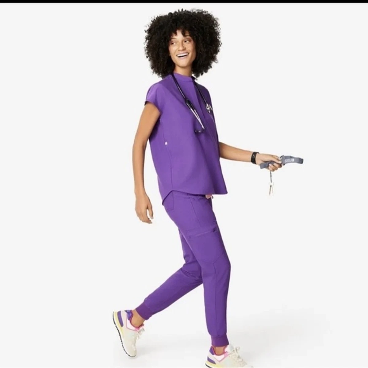 Figs 2Pc Set Rafaela Purple Mandarin Collar Scrub Top L and Zamora Jogger  XXL