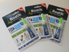  3  Tubes de Colle extra forte de  réparation Fix & glue BOSTIK, 
