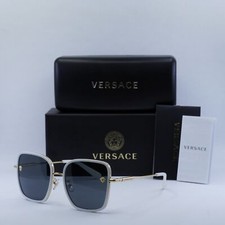 New VERSACE VE2247D 147187 White/Gold/Dark Gray 57-19-145 Sunglasses