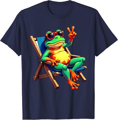 Frog Peace Sign Sunglasses Summer Funny Gift Unisex T-Shirt