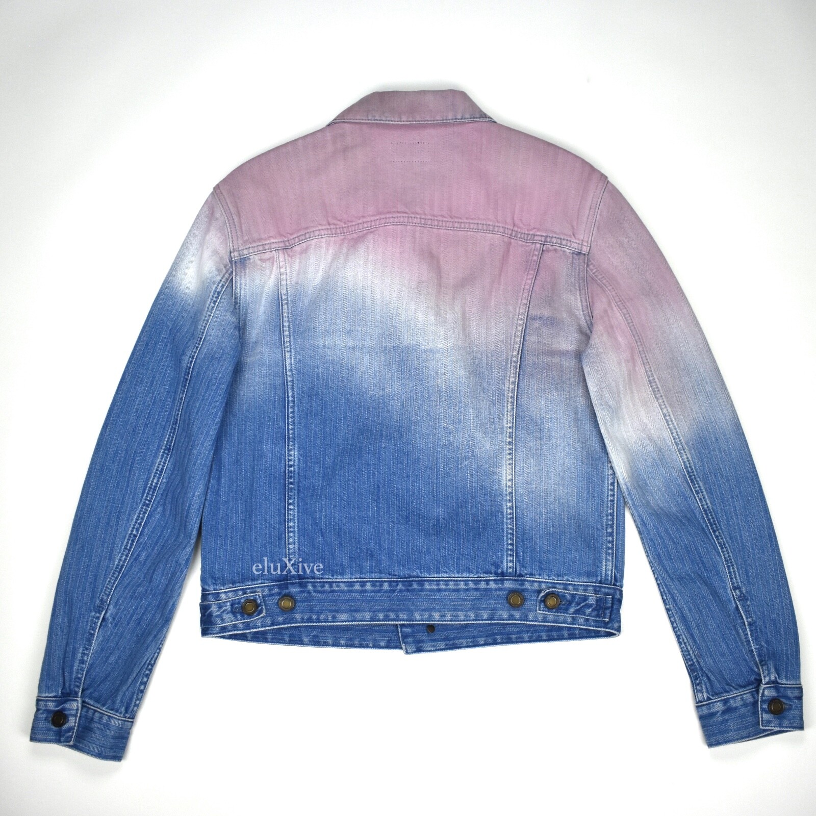 Giacca camionista Saint Laurent Degrade Denim Nuova con etichette da uomo blu rosa L AUTENTICA