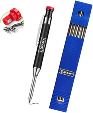 Excraft Metal Mechanical Carpenter Pencil with 6 Refills Deep Hole with Built-In