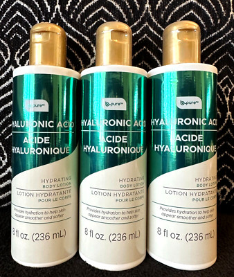  3pk B PURE HYALURONIC ACID HYDRATING SMOOTHER SOFTER SKIN HAND & BODY LOTION