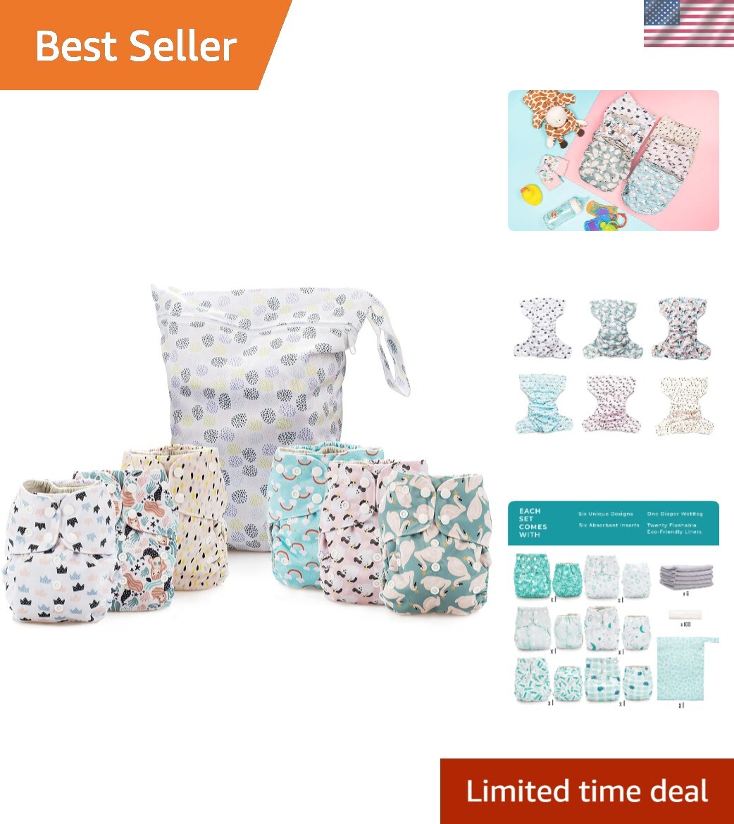 Whimsical One Size Cloth Diapers Soft Microfiber, Ideal for