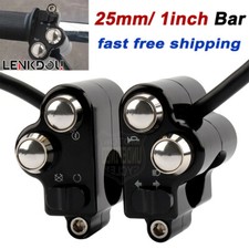 Universal 1'' Handlebar Control Switch Motorcycle Start Button Black For Harley 