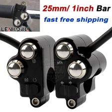 Universal 1'' Handlebar Control Switch Motorcycle Start Button Black For Harley 