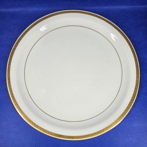 Minton G9816 11" Round Dinner Plate or Platter White Gold Encrusted Band 1917