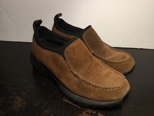 Women's Lands End Brown Suede Slide On Loafers Walkers Size 6 B 86519