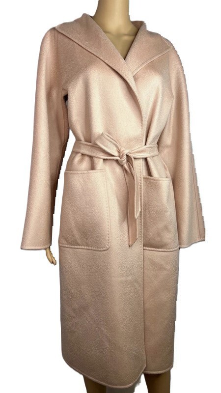 New MAX MARA 100% Cashmere Wrap LILIA coat Belt-Blush Pink