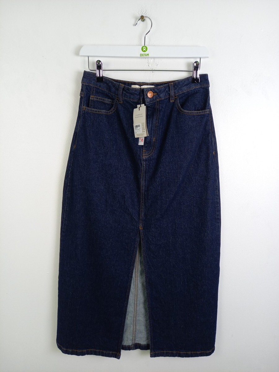 Nobody's Child Column Denim Skirt Navy Size 16 A-Line Front Slit