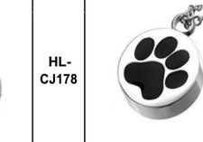 Round Pet Paw Print Dog Cat Memorial Cremation Jewelry Ash Keepsake Urn Necklace