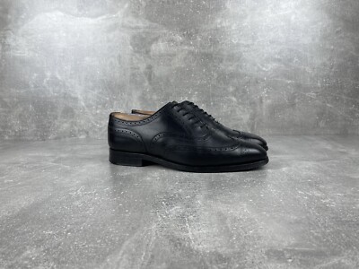 Trickers English Black Leather Brogues Shoes Size 8.5 UK Made in United Kingdom
