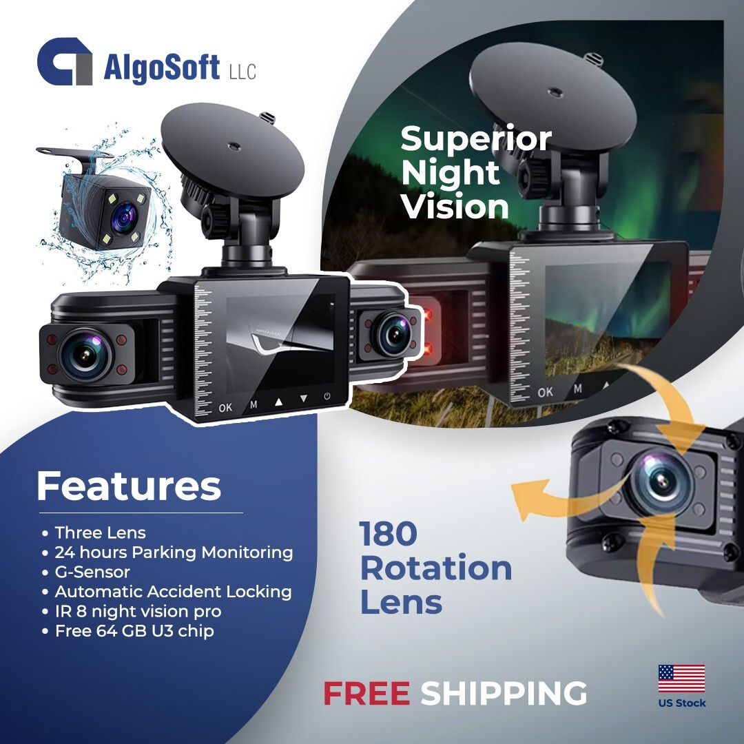 Car Dash Camera, night vision, 64GB external Memory card