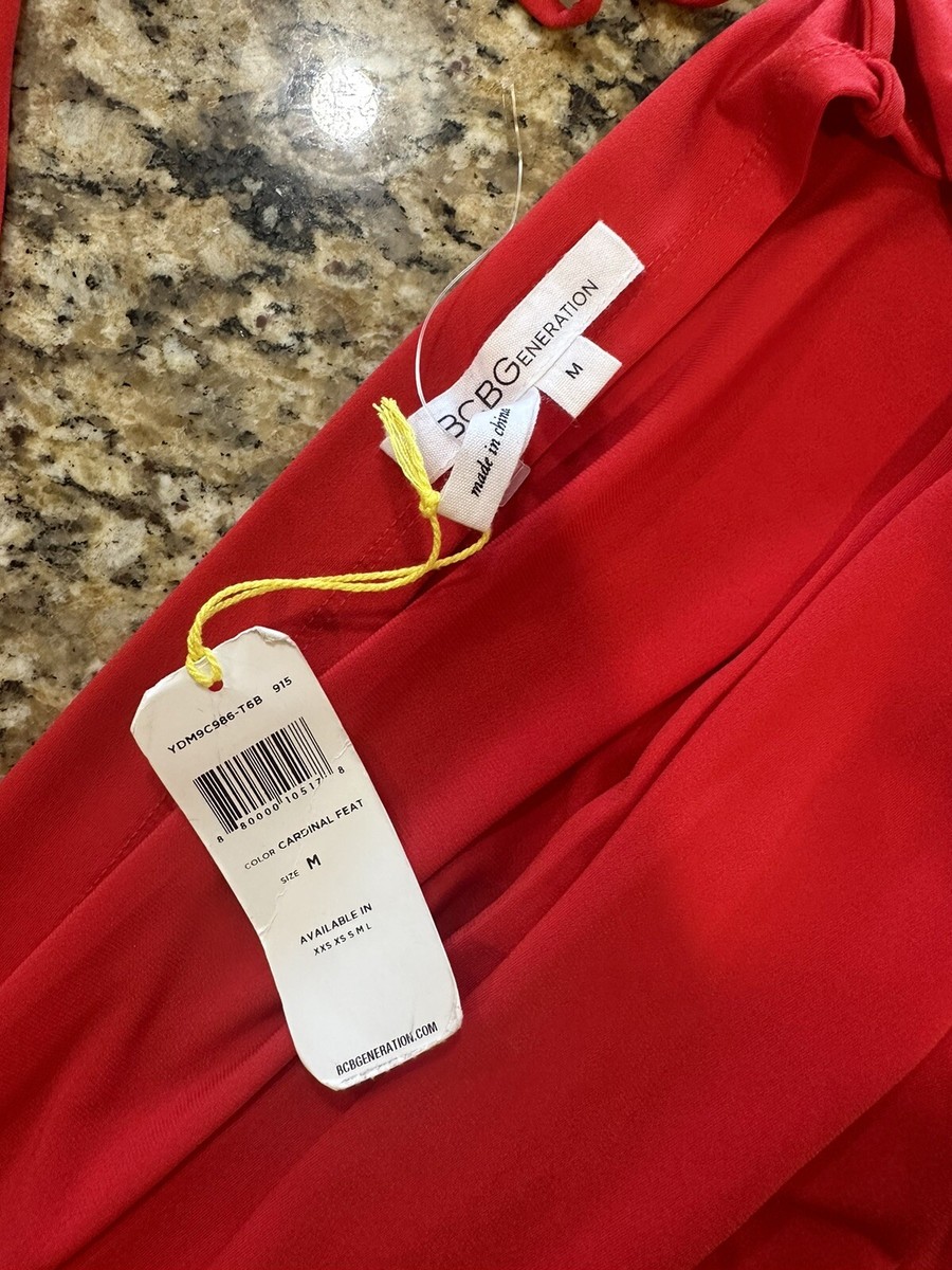 bcbgeneration women's red v-neck jumpsuit size medium. New with