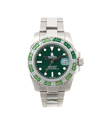 A BATHING APE Herrenuhr TYP 1 BAPEX CRYSTAL STONE FARBE GRÜN Neu mit Box - Ko...