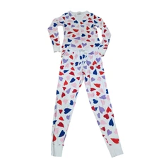 Hanna Andersson Womens Organic Cotton Heart 2 Piece Pajama Top Bottom Set S  LC