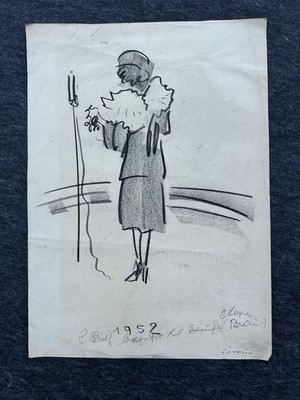 Angres Erich, Berlin , Elegante Frau von hinten , Zeichnung, 1952