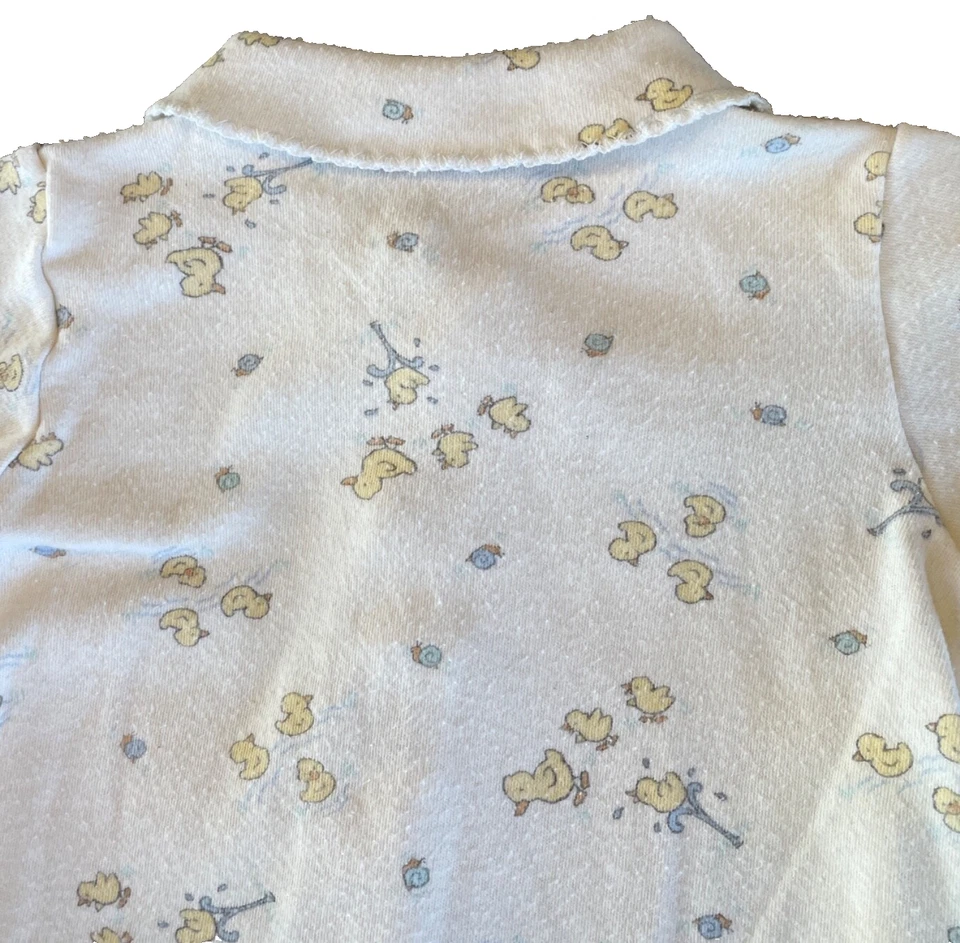 复古 60 年代新生儿婴儿鸭池蜗牛领脚连体睡裙 0-3 个月 — 第 4/4 张图片