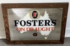 Vintage Foster’s On Draught Glass Mirror Beer Sign