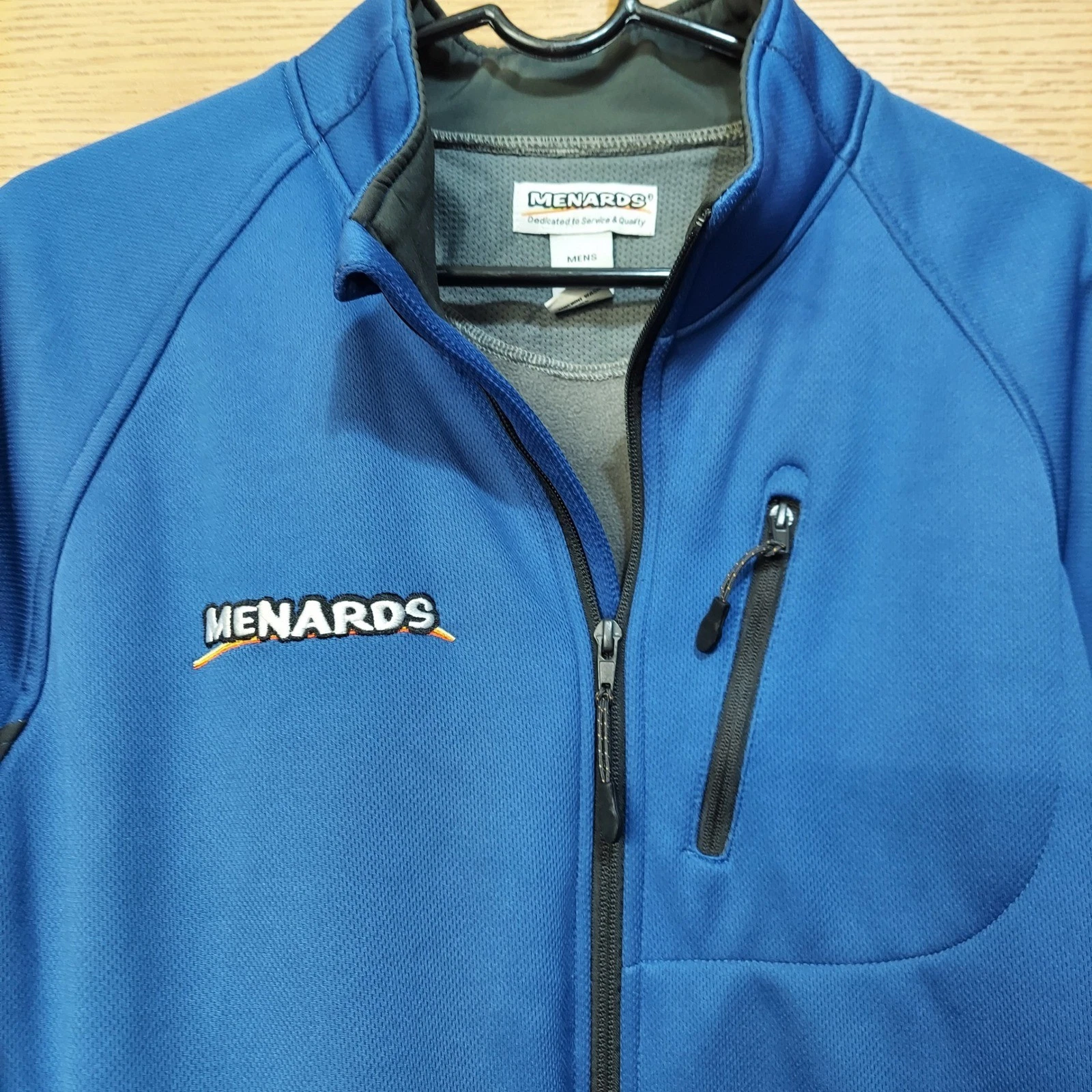 Menards Mens Softshell Jacket Blue Gray Full Zip Fleece Lined Size Large image 2