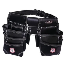 Professional 11 Pockets Leather Tool Pouch Bags/Carpenter Tool Standard Black