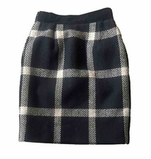 Vintage Valentino Boutique Skirt Womens Black Plaid Tartan Wool A Line Midi