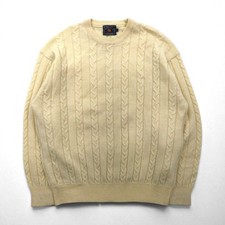 CHAPS RALPH LAUREN 90s Fisherman Aran Knit Sweater, Size L, Off-White, Wool, Cab
