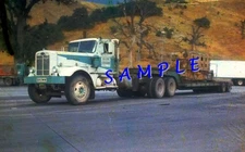 8X10 color semi-truck photo  - Autocar lowboy trailer BROWN TRUCKING - Grapevine