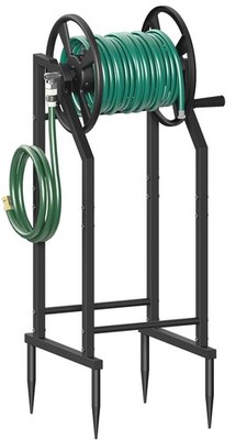 4-Spike Garden Hose Reel with 3.9ft Leader Hose & Stainless Fitting, Outdoor ...