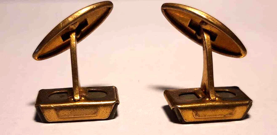 HERREN MANSCHETTENKNÖPFE goldfarben mit Naturstein vergoldet RC8M Vintage UdSSR - Bild 4 von 4