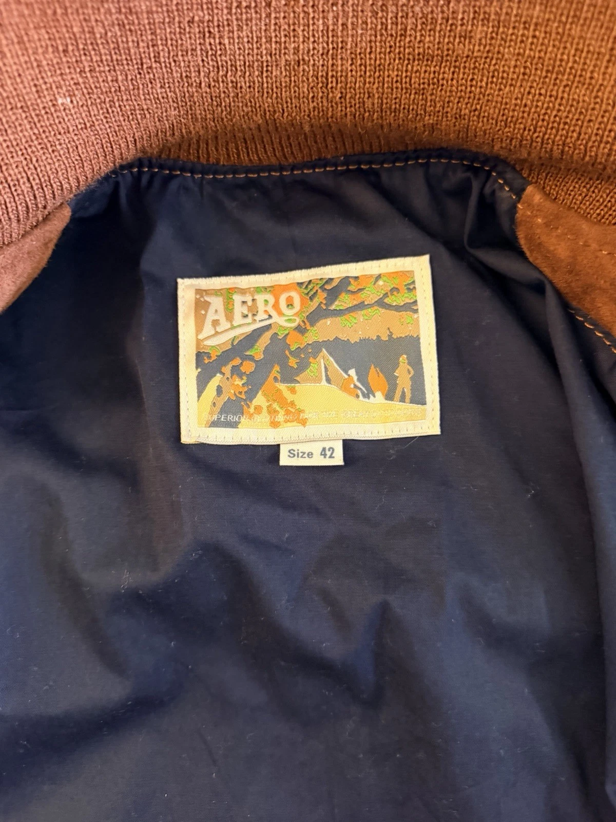 Aero Leathers Men’s 1950s College Bomber Jacket Goat Suede 42 Zip Lined image 4