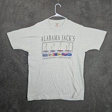 Vintage 1991 Alabama Jacks T Shirt XL Gray Fruit of the Loom Made in USA Sailing