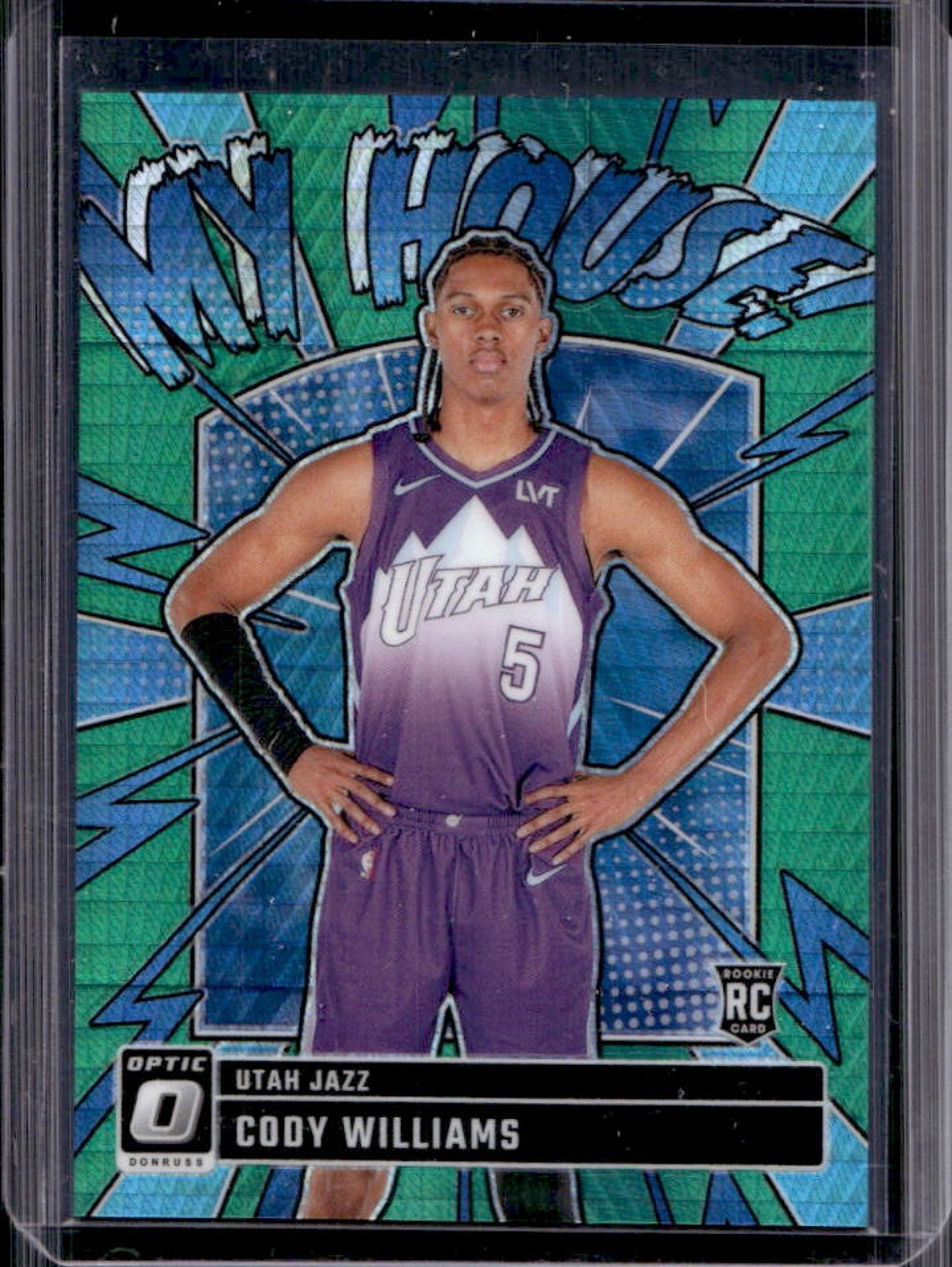 2024-25 Panini Donruss Optic Cody Williams My House RC Hyper Green #/249 Jazz