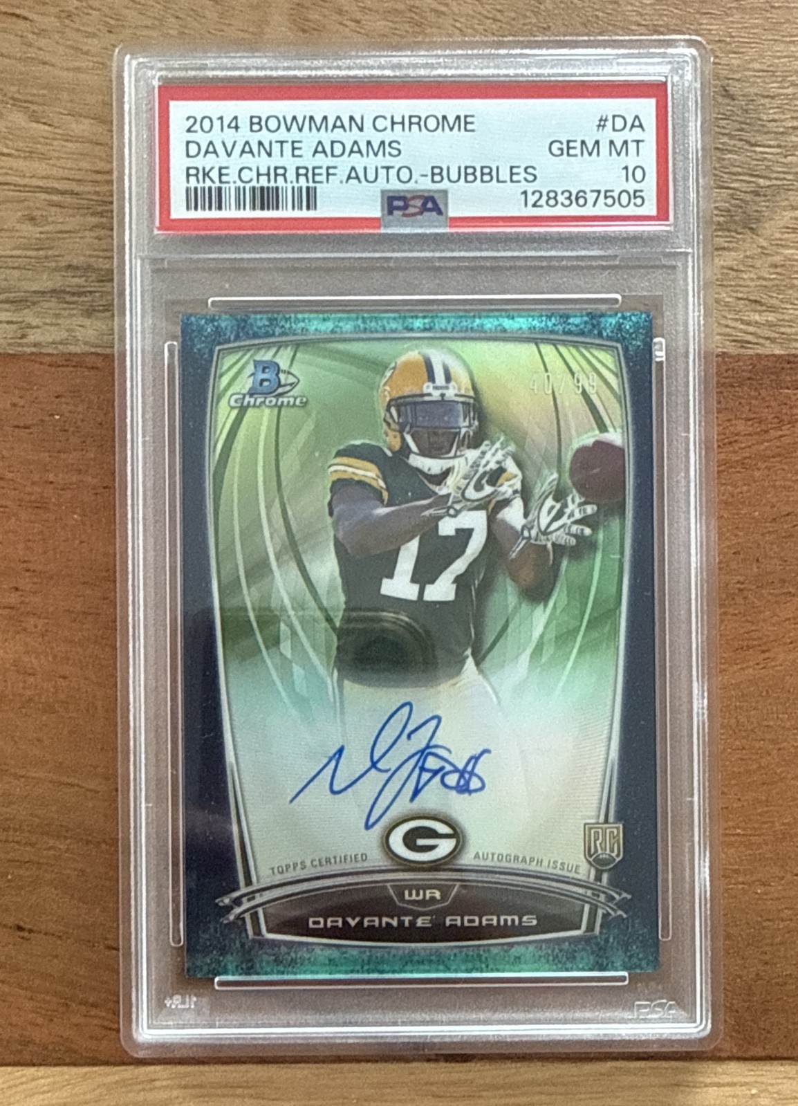 Davante Adams Bowman Chrome Rookie Chrome Refractor Autographs #DA Bubbles