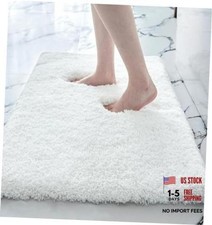 White Bathroom Rug 17x24 - Non-Slip Plush Small Bath Mat, Highly Absorbent