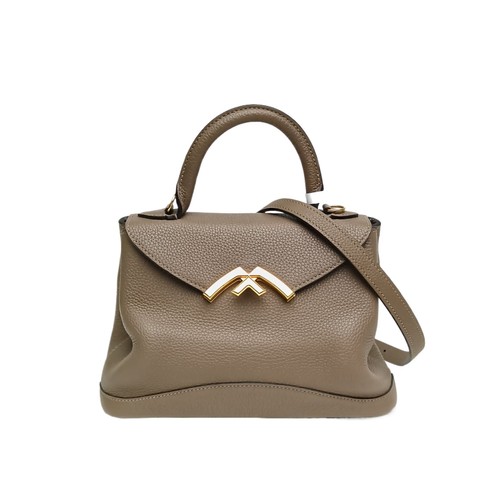 MOYNAT Gabrielle Small 21cm Grey Calfskin Shoulder Bag