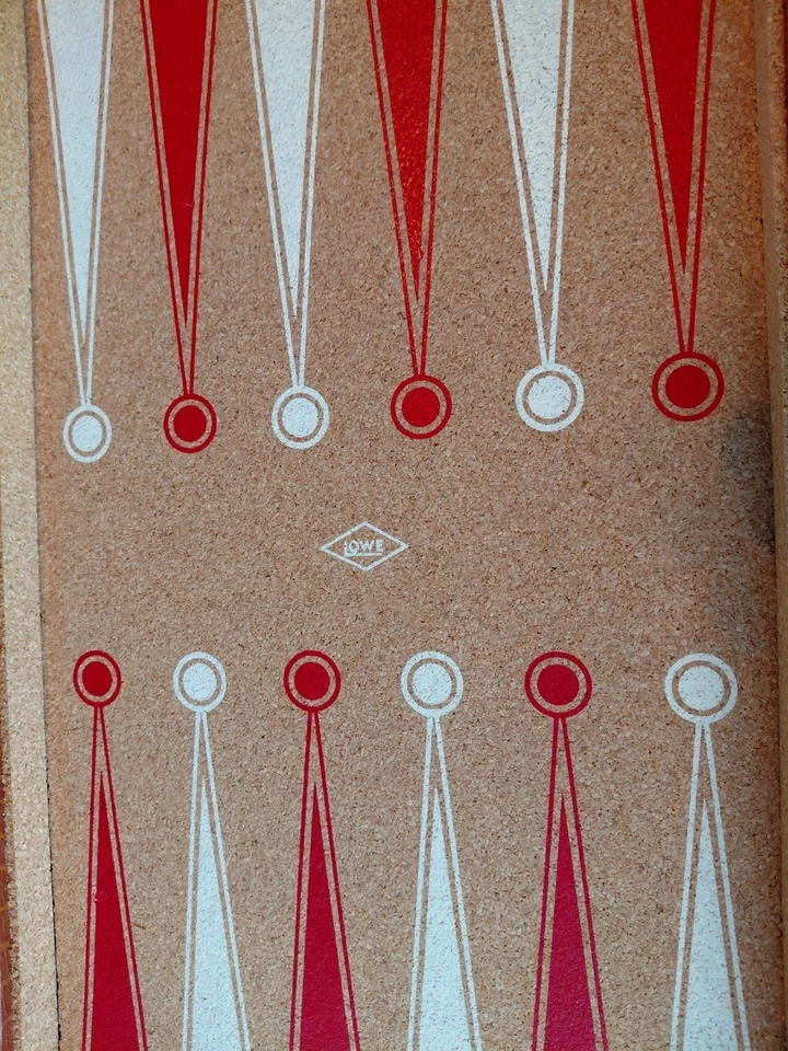 Vtg Lowe Briefcase Backgammon Set 30 Butterscotch & Red Swirl Bakelite Tokens - Image 3 of 4