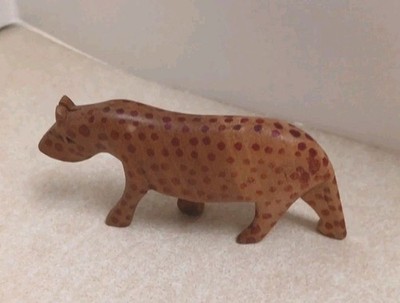 Leopard Hand Carved Wooden Wild Animal Statue Figurine African Safari 2'' X 3.5''