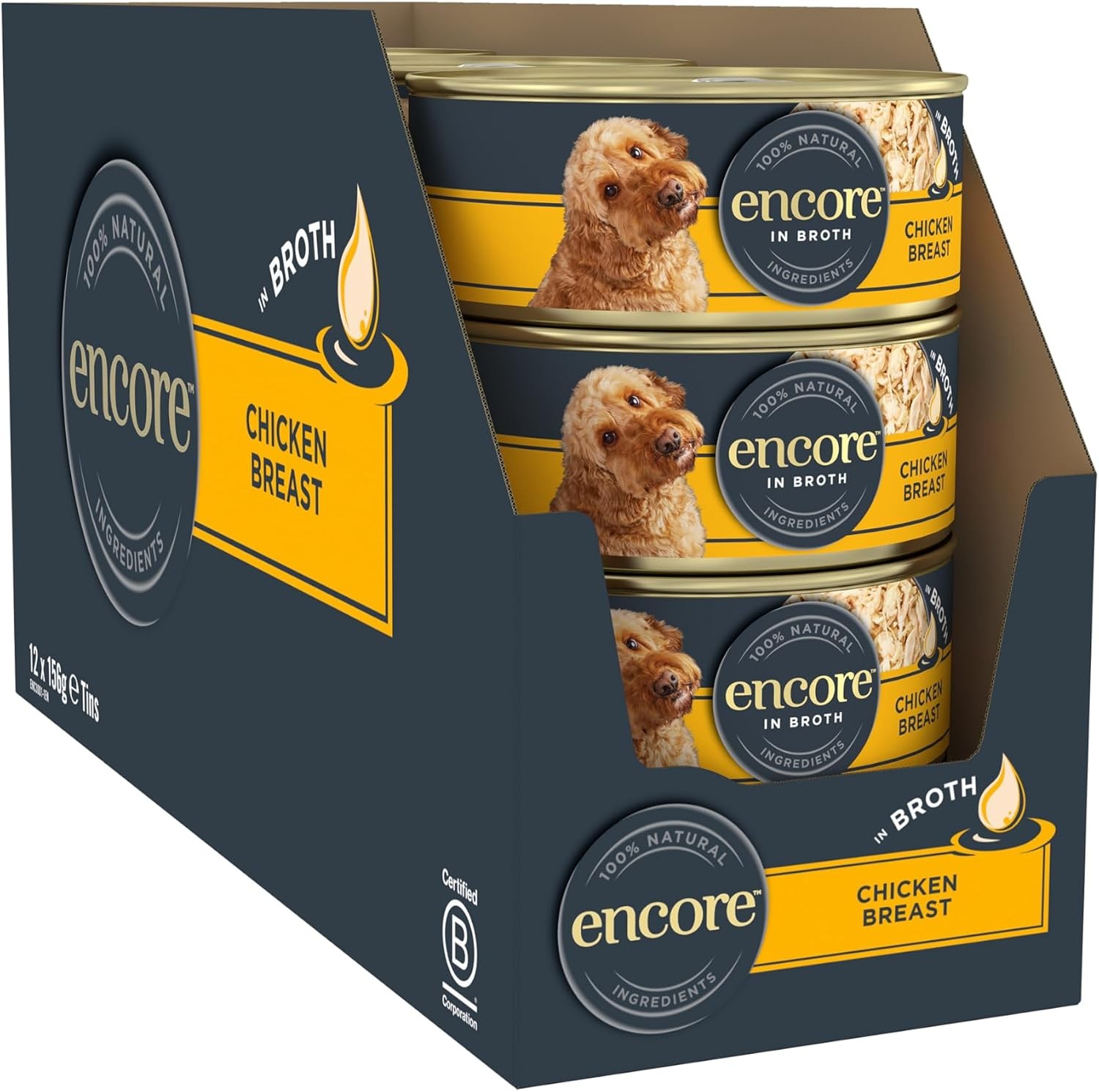 Encore 100% Natural Dog Food Tin 1x(12x156g) Chicken 156 g (Pack of 12), red - Image 3
