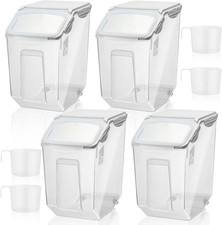 4 Pack Rice Storage Container with Wheels Plastic Airtight Lid Flour Container B